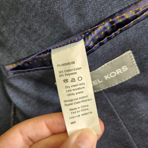 Michael Kors Blazer Mens 46R Blue Double Vent 2 Button Notched Summer Thin - Picture 10 of 16